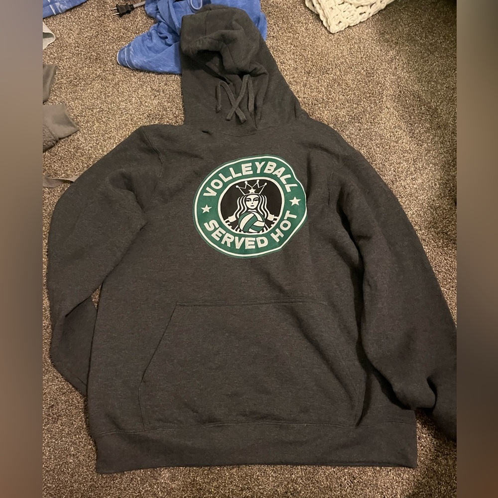 volley served hot grey hoodie
